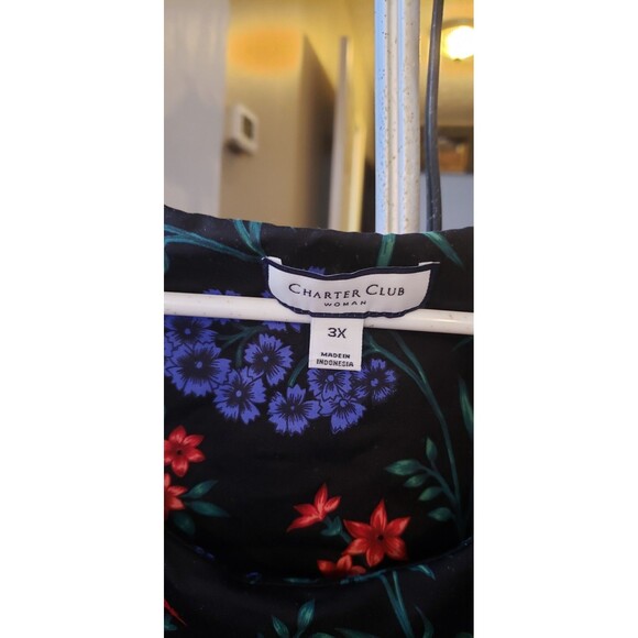 NWT - Charter Club - Black Floral Blouse - 3X - Picture 3 of 5